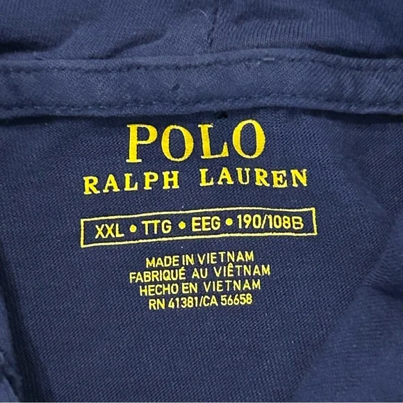 Polo Ralph Lauren Men's XXL Navy Blue & White Striped Hooded Lightweight Jersey - Picture 8 of 8